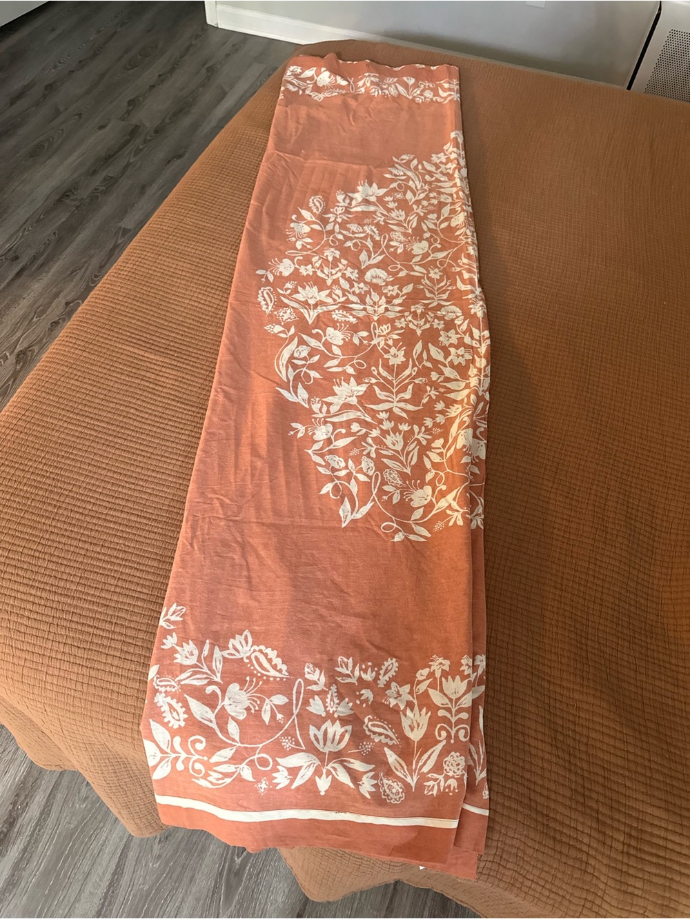 Urban Outfitters Terracotta Shower Curtain with White Botanical Print
